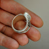 Size 7.5-8, Webbed magic, Fire Opal, Sterling and Fine Silver Ring