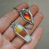 Spider's Parlor, Candy Corn Coffin Pendant, Sterling and Fine Silver