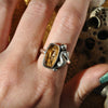Size 10, Seahorse Mermaid Ring, Imperial Topaz, Sterling and Fine Silver