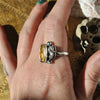 Size 10, Seahorse Mermaid Ring, Imperial Topaz, Sterling and Fine Silver