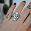 Size 6.75, Moon&Star deluxe SINGLE!, Prehnite and Spinel, Sterling and Fine Silver and Brass