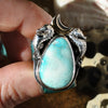 Size 5-6, Navigating by Seahorse, Seahorse Mermaid Ring, Big Nugget White Turquoise