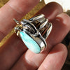 Size 5-6, Navigating by Seahorse, Seahorse Mermaid Ring, Big Nugget White Turquoise