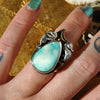 Size 5-6, Navigating by Seahorse, Seahorse Mermaid Ring, Big Nugget White Turquoise