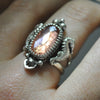 Size 7.25, Lady of the Sea, Seahorse Mermaid Ring, Imperial Topaz, Sterling and Fine Silver