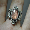 Size 7.25, Lady of the Sea, Seahorse Mermaid Ring, Imperial Topaz, Sterling and Fine Silver