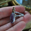 SIZE 8.25 - Amethyst, Sterling and Fine Silver and Brass Ring