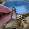SALE! SIZE 6.5 - Peach Confetti Moonstone, Sterling and Fine Silver and Brass Ring