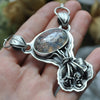 Dried Flowers, Natural Moss Agate Pendant