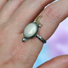 Size 9, Moon&Star ring, Opal, Sterling and Fine Silver