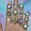Size 5, Moon&Star sets, Amethyst and Champagne Moonstone, Sterling and Fine Silver