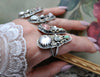 Size 8, Forget Me Not, Ring, Hematite Quartz and Opal