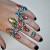 Size 4, Jewels of Fire & Water, Gem Rhodonite and Gem Apatite, Sterling and Fine Silver