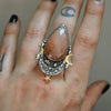 Size 7, Starlight, Moonstone, Sterling and Fine Silver and Brass